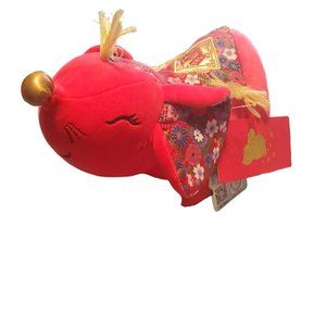 New HWD Chinese NEW Year of the Rat Mouse 13" Red and Gold Plush Floral NWT Gift